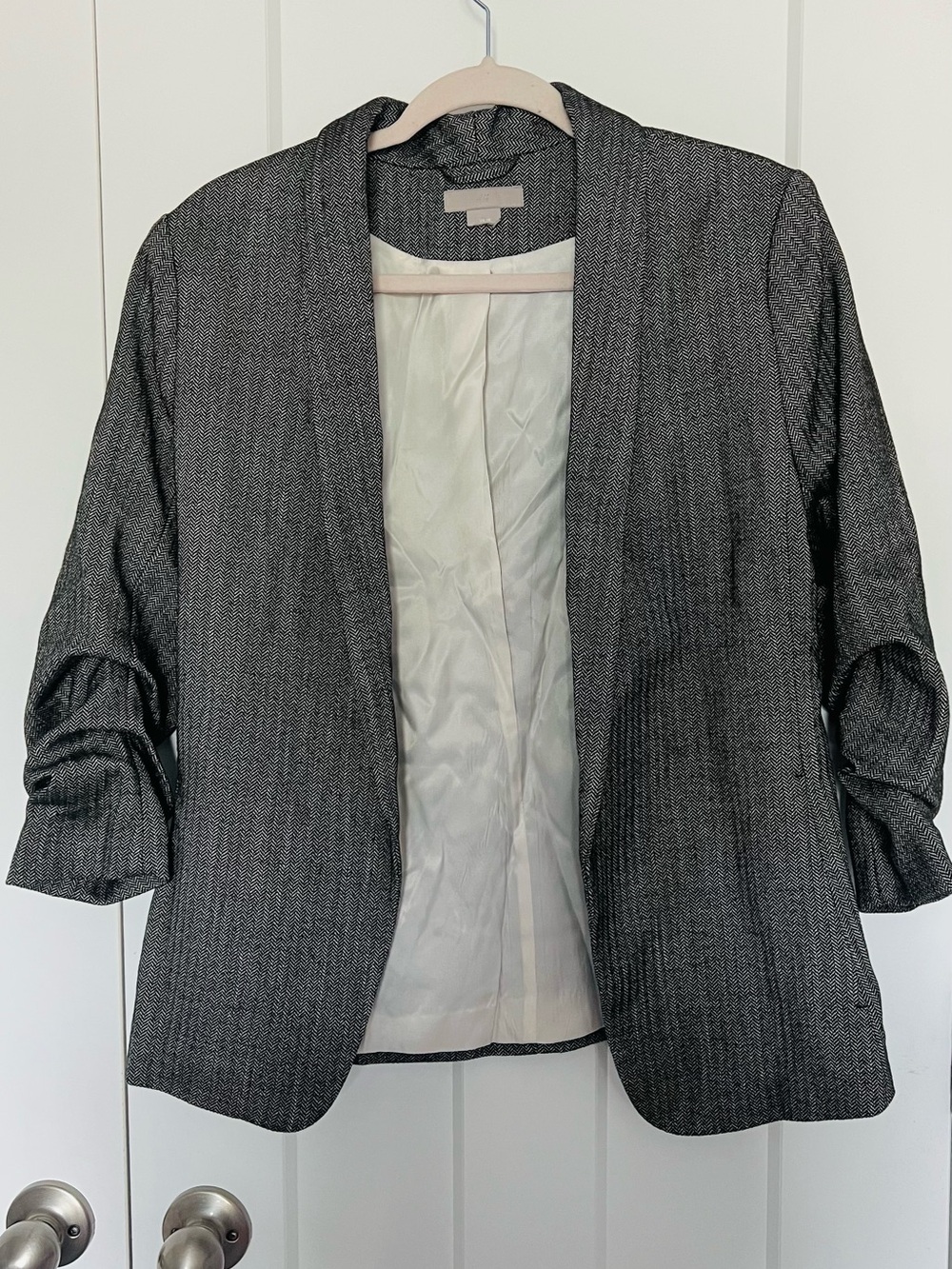 H&M Gray Open-Front Textured Blazer